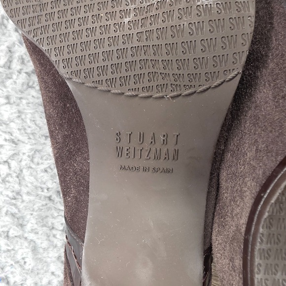 Stuart Weitzman Brown Suede Ankle Shootie Block Heel Women's Size 8.5 M - Picture 4 of 13